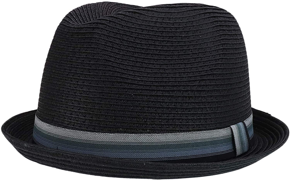 Armycrew Men's XXL Oversized Stingy Brim Paper Braid Fedora with Striped Band
