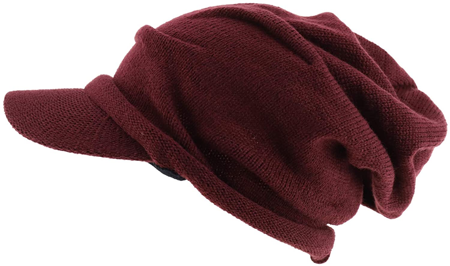 Armycrew Deep Crown Wrinkled Knit Slouch Rasta Beanie Visor