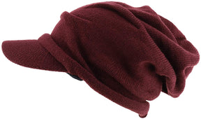 Armycrew Deep Crown Wrinkled Knit Slouch Rasta Beanie Visor