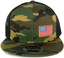 Armycrew Small Yellow Side American Flag Embroidered Patch Camo Flat Bill Snapback Mesh Cap