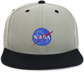 Armycrew Youth Kid's Small NASA Insignia Patch Flat Bill Snapback 2-Tone Baseball Cap