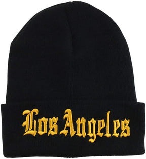 Armycrew Old English Font City Names Embroidered Cuff Long Beanie Hat
