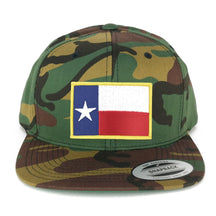 Flexfit Texas State Flag Embroidered Iron on Patch Flat Bill Snapback Cap - CAMO