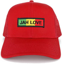 Jah Love Green Yellow Red Embroidered Iron on Patch Adjustable Trucker Mesh Cap