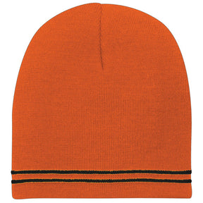 Two Tone Color Winter Short Stripe Beanie Hat