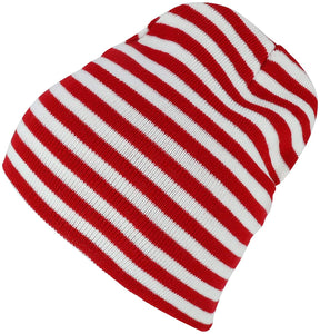 Armycrew Red White Stripe Short Skull Beanie