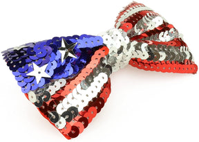 Armycrew Patriotic USA Flag Red/White/Blue Sequin Bow Tie with Elastic Band