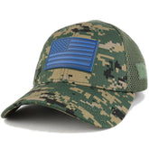 US American Flag NAVY Rubber Tactical Patch Adjustable Low Crown Mesh Cap