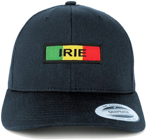 Irie Green Yellow Red Embroidered Iron on Patch Mesh Back Trucker Cap