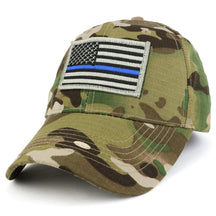 Armycrew USA Thin Blue Flag Tactical Patch Cotton Adjustable Baseball Cap