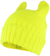 PUSSYHAT Warm Embellished Cat Ear Knit Winter Beanie Hat - Beige