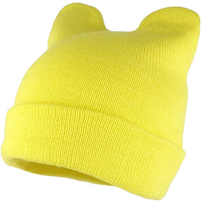 Pussyhat Women's Warm Cat Ear Folded Beanie Hat - Black