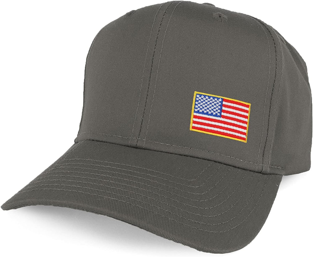 Armycrew XXL Oversize USA Small Side Flag Iron On Patch Solid Baseball Cap - Black