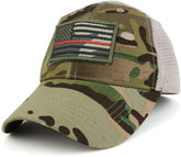 Armycrew USA Camo Thin Red Flag Tactical Patch Cotton Adjustable Trucker Cap