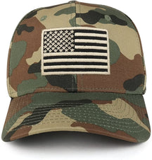 Armycrew American Flag Embroidered Camo Tactical Operator Structured Cotton Cap