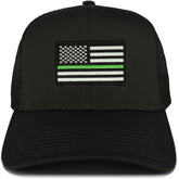 Armycrew Thin Green Line USA Flag Embroidered Patch Snapback Mesh Trucker Cap