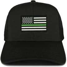 Armycrew Thin Green Line USA Flag Embroidered Patch Snapback Mesh Trucker Cap