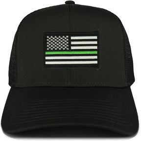 Armycrew Thin Green Line USA Flag Embroidered Patch Snapback Mesh Trucker Cap