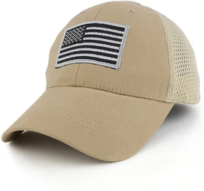 Armycrew USA American Flag Subdued Grey Embroidered Tactical Patch with Mesh Operator Cap