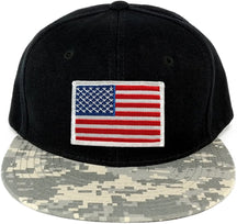 USA American Flag Embroidered Iron on Patch Camo Bill Snapback Cap - ACU