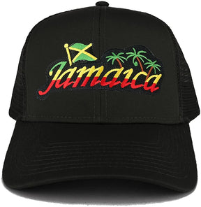 RGY Rasta Jamaica Text Island Palm Tree Iron on Patch Ajustable Trucker Cap