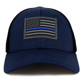 Armycrew Thin Blue Line American Flag 3D Rubber Tactical Patch Air Mesh Flex Cap