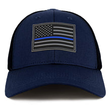 Armycrew Thin Blue Line American Flag 3D Rubber Tactical Patch Air Mesh Flex Cap