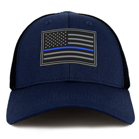 Armycrew Thin Blue Line American Flag 3D Rubber Tactical Patch Air Mesh Flex Cap