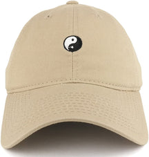Small Yin Yang Embroidered Washed Cotton Soft Crown Adjustable Dad Hat