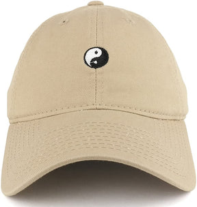 Small Yin Yang Embroidered Washed Cotton Soft Crown Adjustable Dad Hat
