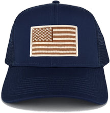 Armycrew USA American Flag Embroidered Patch Snapback Mesh Trucker Cap - Navy