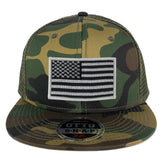 Armycrew USA American Flag Embroidered Patch Camo Snapback Mesh Cap - CAMO Olive