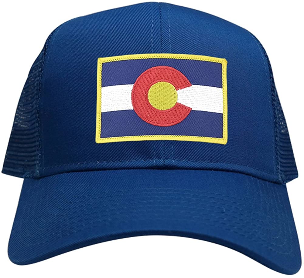 Colorado Western State Flag Embroidered Iron on Patch Adjustable Mesh Trucker Cap