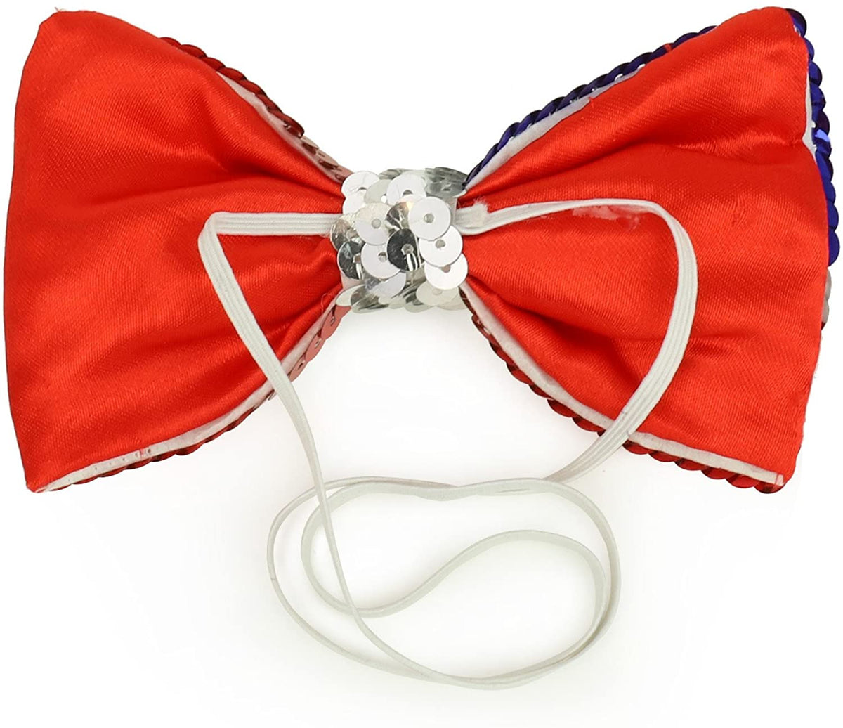 Armycrew Patriotic USA Flag Red/White/Blue Sequin Bow Tie with Elastic Band
