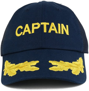 Captain and Oak Leaf Embroidered Soft Cotton Adjustable Mesh Cap