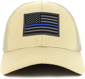 Armycrew Thin Blue Line American Flag 3D Rubber Tactical Patch Air Mesh Flex Cap