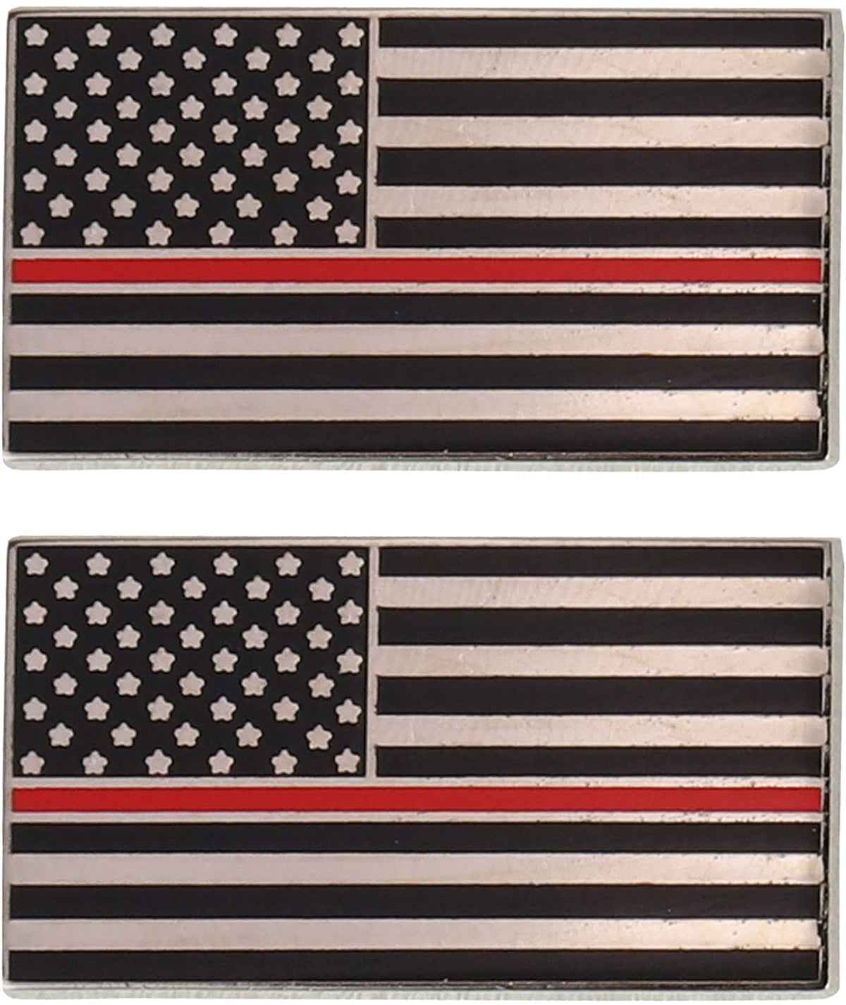 Armycrew Metallic US Thin Red Line American Flag Support Lapel Pins 2 Pack Set