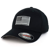 Armycrew USA American Flag Embroidered Flexfit Cap Fits Up to XXL - Black - L-XL