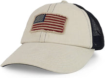 Armycrew USA Flag Frayed Patch Embroidered Unstructured Soft Mesh Trucker Cap