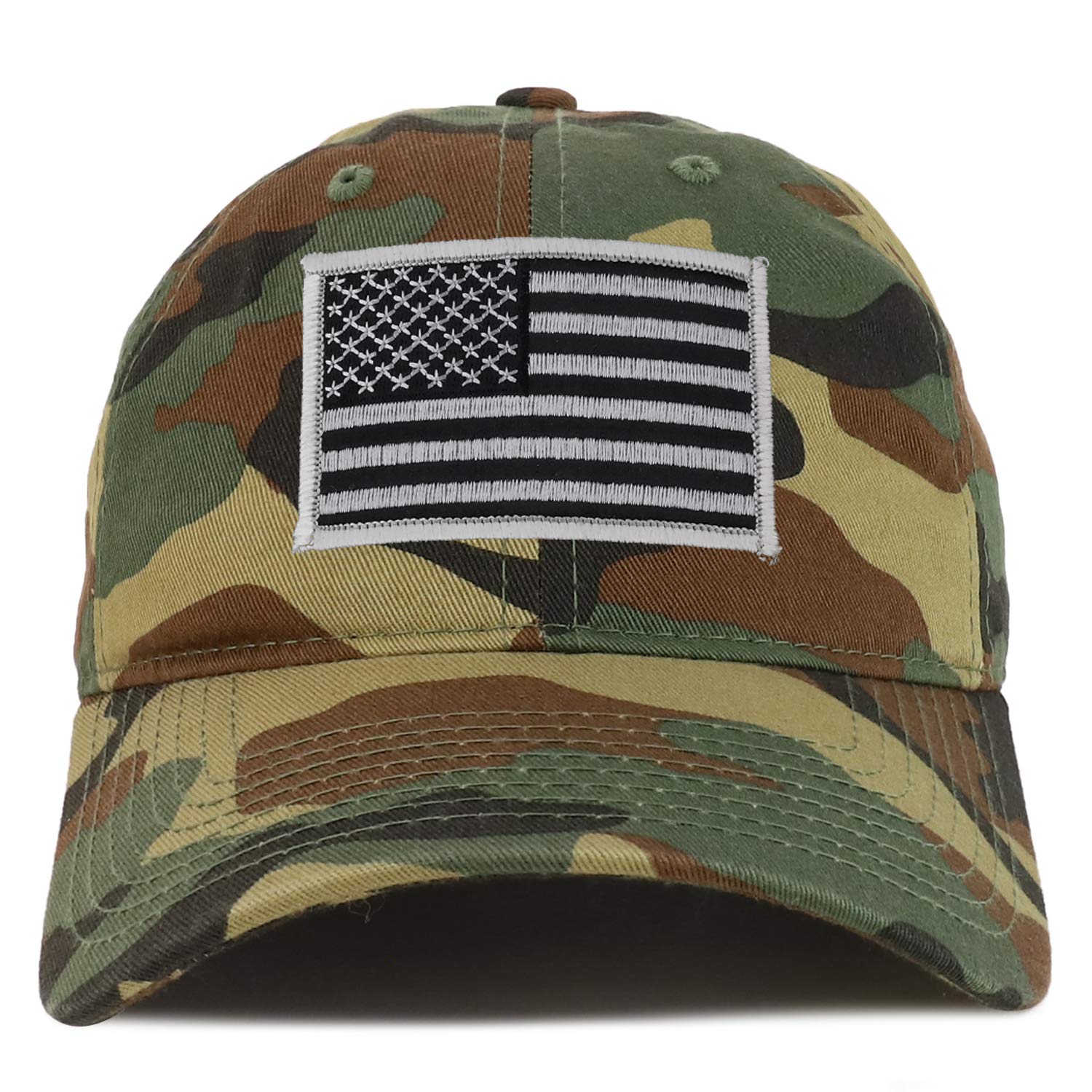 Armycrew Black Grey American Flag Embroidered Patch Camo Soft Crown Baseball Cap