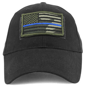 Armycrew USA Camo Thin Blue Flag Tactical Patch Cotton Adjustable Baseball Cap
