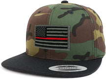 Armycrew Assorted USA Patch Two Tone Camo Black Flatbill Snapback Baseball Cap