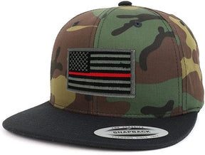 Armycrew Assorted USA Patch Two Tone Camo Black Flatbill Snapback Baseball Cap