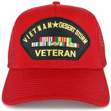 Armycrew Vietnam and Desert Storm Veteran Embroidered Patch Snapback Mesh Trucker Cap