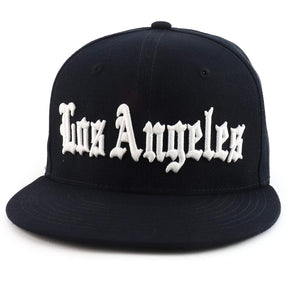DECKY City Name Old English Embroidered Flat Bill Snapback Cap - Black - Compton