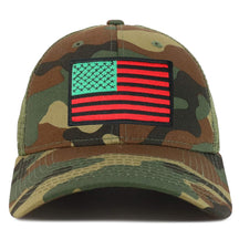Armycrew Red Green Black American Flag Patch Camo Structured Mesh Trucker Cap
