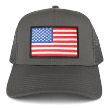Armycrew USA American Flag Embroidered Patch Snapback Mesh Trucker Cap - Charcoal