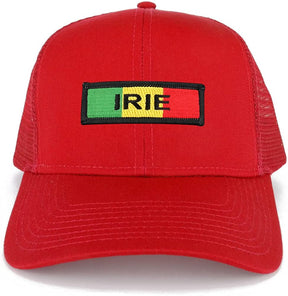 Irie Green Yellow Red Embroidered Iron on Patch Adjustable Trucker Mesh Cap