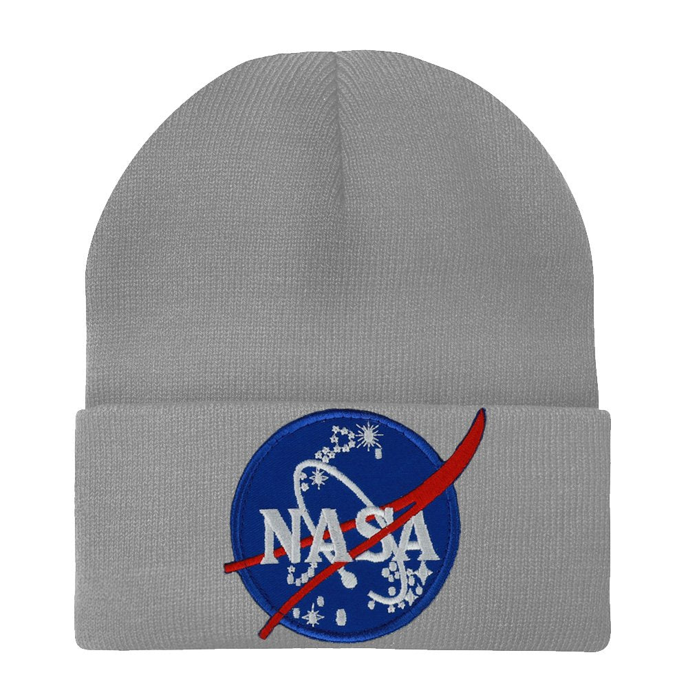 Made in USA - NASA Insignia Logo Embroidered Patch Long Cuff Beanie