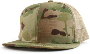 Armycrew 6 Panel Flatbill Ripstop Authentic Multicam Mesh Back Snapback Cap